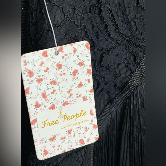 Free People black lace and fringe flapper roaring 1920s swing skirt 4. NWT - Picture 6 of 11